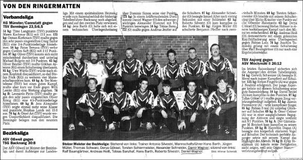 Stolzer Meister der Bezirksliga 1997-1998