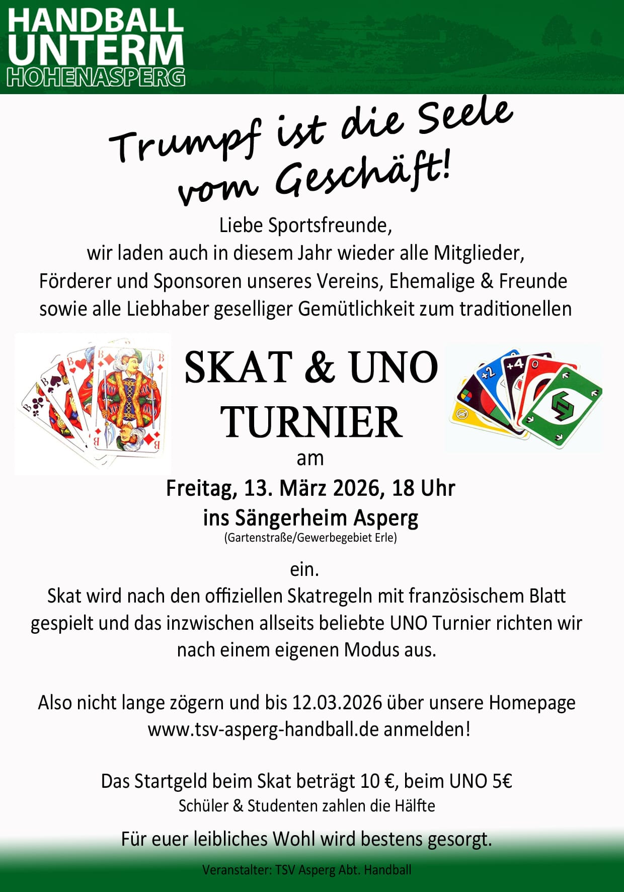 Skat- und UNO-Turnier am 13.03.2026